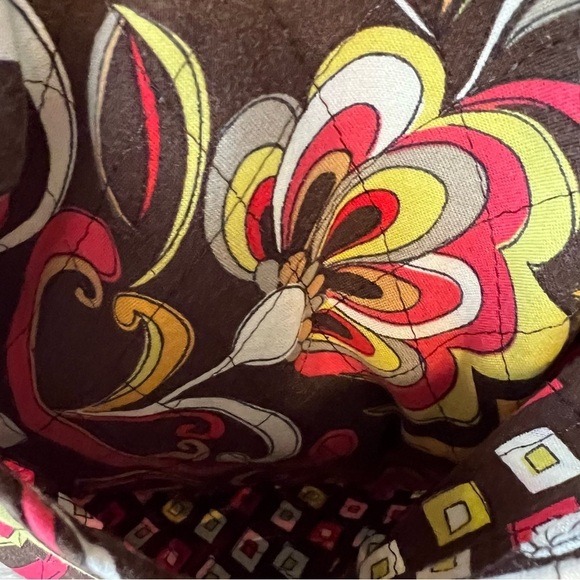 VERA BRADLEY Puccini 2008 Large Duffle Bag 2 Handles Zip Top Brown Yellow Orange - Picture 6 of 15